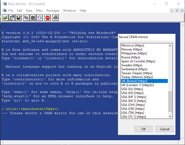 CRAN mirror location