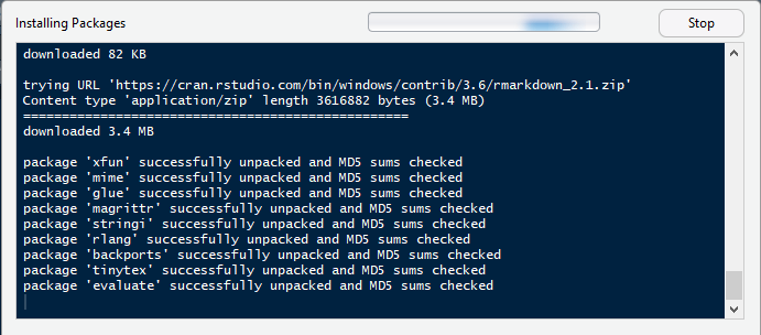 Installing R Markdown dependencies